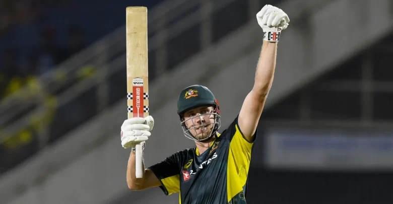 cameron green celebrates half-century in t20i against west indies in st kitts