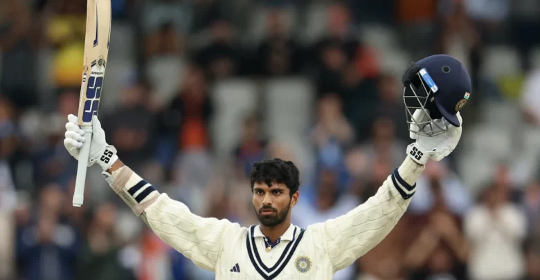 washington sundar celebrates his fifty against england during day 4 of the test match