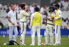 ravindra jadeja and washington sundar celebrate their century partnership on the final day of the manchester test against england