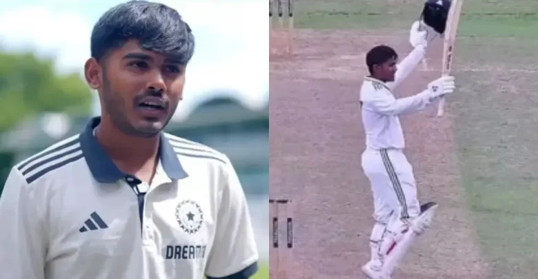ayush mhatre celebrates explosive century in u19 test against england