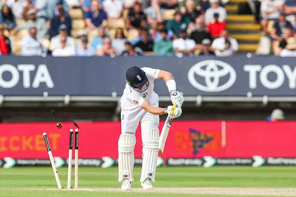 akash deep bowls joe root during edgbaston test