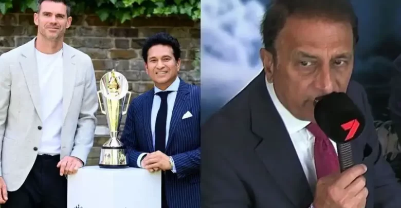 sunil gavaskar questions absence of sachin tendulkar and james anderson at anderson tendulkar trophy presentation
