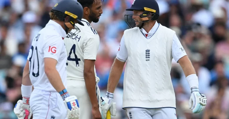 prasidh krishna and joe root exchange words during the oval test match
