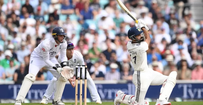 akash deep celebrates maiden test fifty against england in dharamshala