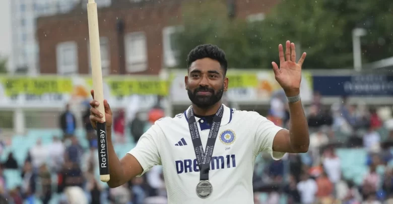 mohammed siraj celebrates five-wicket haul in oval test against england