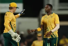 kwena maphaka celebrates wicket against australia in darwin t20i