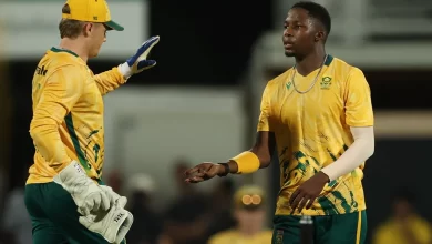 kwena maphaka celebrates wicket against australia in darwin t20i