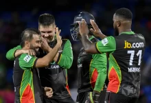 waqar salamkheil celebrates four wicket haul in cpl 2025 opener for st kitts and nevis patriots