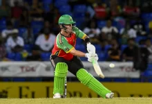 ben mcdermott batting for guyana amazon warriors in cpl 2025 against st kitts and nevis patriots