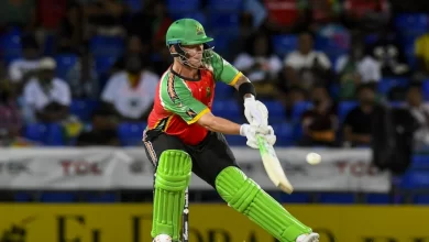 ben mcdermott batting for guyana amazon warriors in cpl 2025 against st kitts and nevis patriots