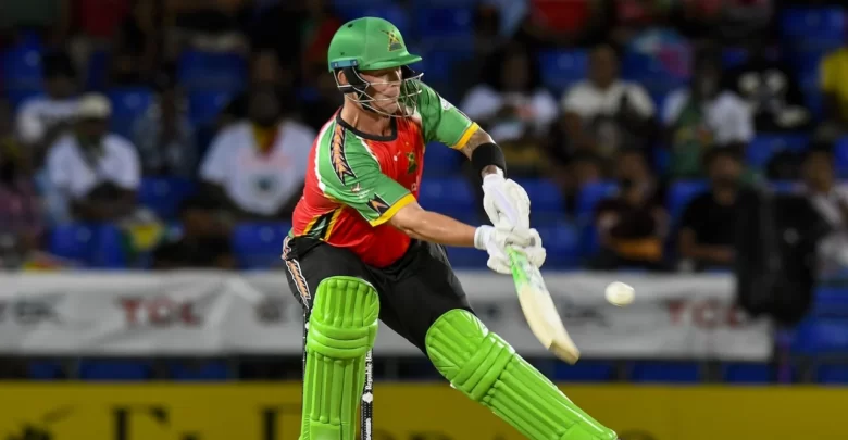 ben mcdermott batting for guyana amazon warriors in cpl 2025 against st kitts and nevis patriots
