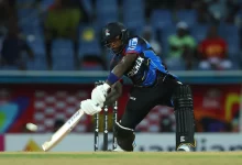 fabian allen explosive batting for antigua barbuda falcons against trinbago knight riders in cpl 2025