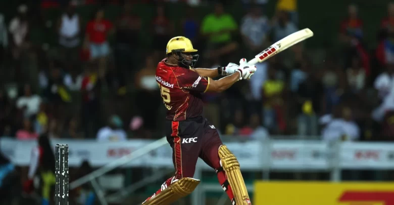 kieron pollard batting for trinbago knight riders in cpl 2025 match